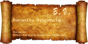 Barasits Vincencia névjegykártya